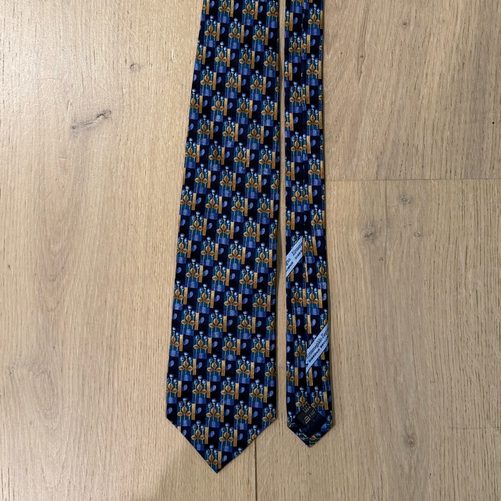 Ermenegildo Zegna Blue and Black Men's Tie